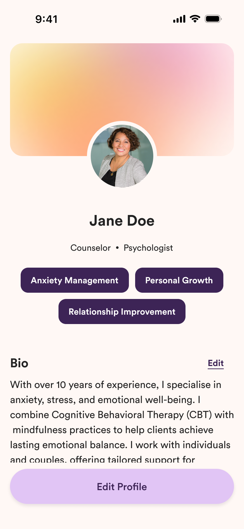Profile review screen