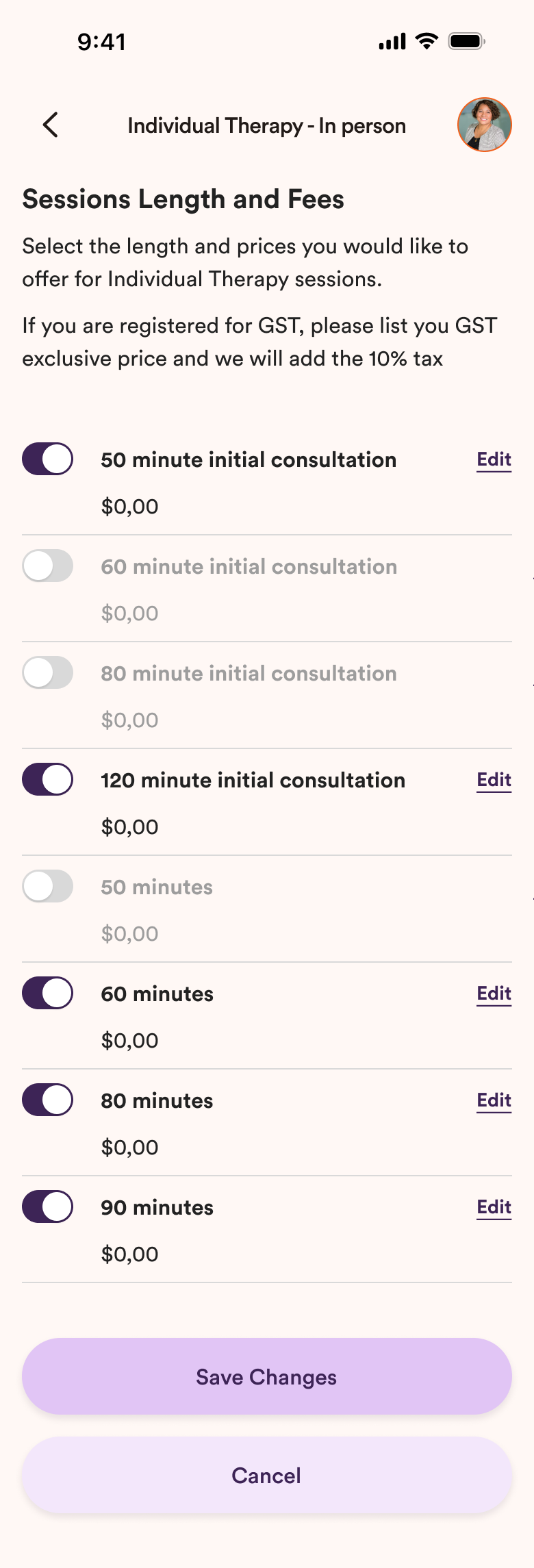 Session Length and Fees